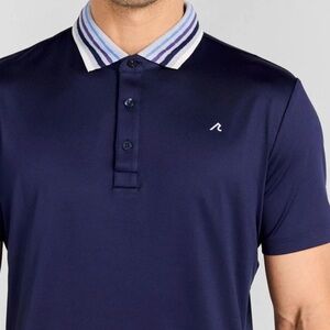 RedVanly Midnight Navy Blue Mael Polo Performance Golf Tipped Collar XL NWT